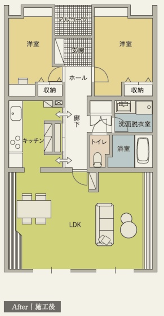 リフォームで間取り変更したマンションの間取り図実例