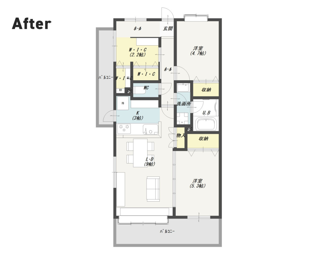 リフォームで間取り変更したマンションの間取り図実例